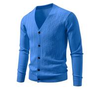 PANVER Strickjacke Herren Regular Fit Einfarbig V-Ausschnitt Sweater Jacke Klassisch Casual Weich Komfortabel Strickwaren N-Blue XXL