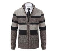 PANVER Strickjacke Herren Regular Fit Reißverschlussleiste Farbabstimmung Sweater Jacke Temperament Mode Casual Strickwaren E-Coffee XXL