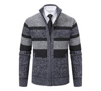 PANVER Strickjacke Herren Regular Fit Reißverschlussleiste Farbabstimmung Sweater Jacke Temperament Mode Casual Strickwaren I-Light Grey 3XL