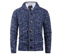 PANVER Strickjacke Herren Regular Fit Weich Komfortabel Einfarbig Sweater Jacke Temperament Mode Casual Strickwaren C-Navy 3XL