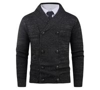 PANVER Strickjacke Herren Regular Fit Weich Komfortabel Einfarbig Sweater Jacke Temperament Mode Casual Strickwaren H-Black M