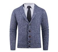 PANVER Strickjacke Herren Regular Fit Weich Komfortabel Einfarbig Sweater Jacke Temperament Mode Casual Strickwaren N-Navy XL