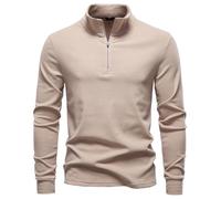 PANVER Sweatshirt Herren Sport Casual Einfarbig Stehkragen Pullover Temperament Persönlichkeit Warm Langärmeliges Sweatshirts I-Khaki S