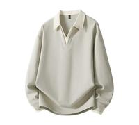 PANVER Sweatshirt Herren Sport Casual Farbabstimmung Revers Pullover Jugend Persönlichkeit Mode Langärmeliges Sweatshirts C-Grey Green XL