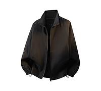 PANVER Übergangsjacke Herren Knopfleiste Einfarbig Revers Langarm Jacke Klassisch Temperament Casual Outdoorjacke F-Black M