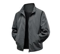 PANVER Übergangsjacke Herren Reißverschlussleiste Einfarbig Stehkragen Outdoorjacke Temperament Klassisch All-Match Langarm Jacke H-Dark Grey 4XL