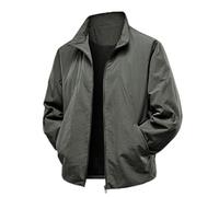 PANVER Übergangsjacke Herren Reißverschlussleiste Einfarbig Stehkragen Outdoorjacke Temperament Klassisch All-Match Langarm Jacke F-Army Green XL