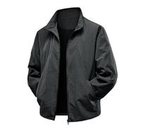 PANVER Übergangsjacke Herren Reißverschlussleiste Einfarbig Stehkragen Outdoorjacke Temperament Klassisch All-Match Langarm Jacke E-Black XXL