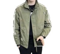 PANVER Übergangsjacke Herren Reißverschlussleiste Mode Casual Langarm Jacke Klassisch Temperament Revers Outdoorjacke B-Green 4XL