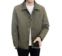 PANVER Übergangsjacke Herren Reißverschlussleiste Mode Casual Langarm Jacke Temperament Klassisch Einfarbig Outdoorjacke K-Green 4XL