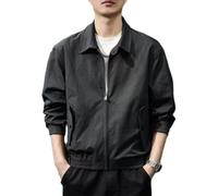PANVER Übergangsjacke Herren Reißverschlussleiste Mode Casual Langarm Jacke Temperament Klassisch Einfarbig Outdoorjacke A-Black XL