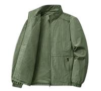 PANVER Übergangsjacke Herren Reißverschlussleiste Mode Einfarbig Langarm Jacke Klassisch Temperament Casual Outdoorjacke G-Army Green 5XL