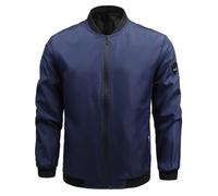 PANVER Übergangsjacke Herren Temperament Klassisch Einfarbig Outdoorjacke Reißverschlussleiste Mode Casual Langarm Jacke B-Blue 4XL