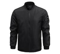 PANVER Übergangsjacke Herren Temperament Klassisch Einfarbig Outdoorjacke Reißverschlussleiste Mode Casual Langarm Jacke A-Black 5XL