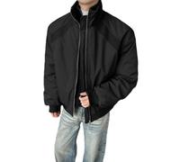 PANVER Übergangsjacke Herren Temperament Klassisch Mode Outdoorjacke Reißverschlussleiste Casual Einfarbig Langarm Jacke E-Black XL