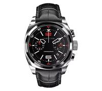 Panzera Aquamarine Quarz Chronograph Stahl Schwarz Datum Leder Saphir Herrenuhr, Armband