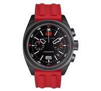Panzera Aquamarine Quarz Chronograph Stahl Schwarz Datum Silikon Rot Saphir Herrenuhr, Armband