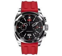 Panzera Aquamarine Quarz Chronograph Stahl Schwarz Datum Silikon Rot Saphir Uhr Herren, Gurt