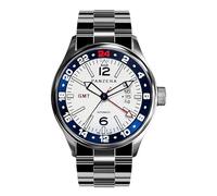 Panzera Flieger 45G Mechanische Automatikuhr Stahl Weiß Saphir Datum Herrenuhr, Schwarz