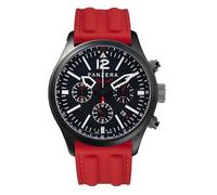 Panzera Flieger 46 Chronograph Quarz Stahl IP Schwarz Silikon Pilot Rot Datum Herren Uhr,
