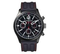 Panzera Flieger 46 Chronograph Quarz Stahl IP Schwarz Silikon Pilot Rot Datum Herren Uhr,