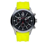 Panzera Flieger 46 Chronograph Quarz Stahl Schwarz Silikon Gelb Pilot Rot Datum Herren Uhr