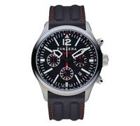 Panzera Flieger 46 Chronograph Quarz Stahl Schwarz Silikon Pilot Rot Datum Herren Uhr