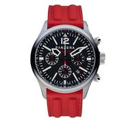 Panzera Flieger 46 Chronograph Quarz Stahl Schwarz Silikon Pilot Rot Datum Herren Uhr
