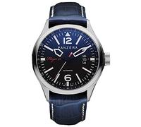 Panzera Flieger 46 Hornet Command Automatik Stahl Schwarz Leder Blau Datum Herren Uhr
