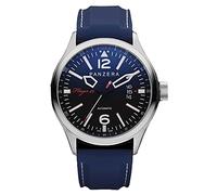 Panzera Flieger 46 Hornet Fathom Automatik Stahl Schwarz Datum Silber Blau Silikon Herren Uhr