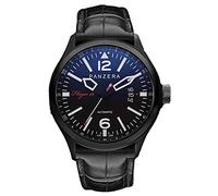 Panzera Flieger 46 Phantom Spirit Automatik Stahl Schwarz IP Leder Datum Herren Uhr