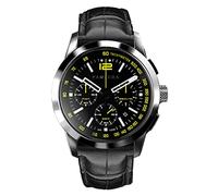 Panzera Time Master 45 Chrono Quarz Stahl Schwarz Gelb Leder Saphir Uhr Herren