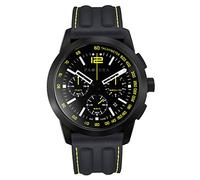 Panzera Time Master 45 Chrono Quarz Stahl Schwarz Gelb Silikon Saphir Uhr Herren