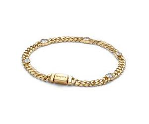 Panzerarmband für Damen, vergoldet, Zirkonia, Timeless