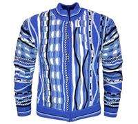 Paolo Deluxe Strickjacke Giorgio weiß-blau mit Stehkragen und Zipper (as3, Alpha, x_l, Regular, Regular)
