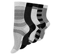 Paolo Renzo® Damen Baumwoll Socken "DOT STRIPE" 5/10 oder 15 Paar - Größen 35/38 und 39/42 - Streifen / 35-38 / 5