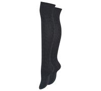 Paolo Renzo® Damen Baumwoll Overknees mit Zopfmuster & Anti-Rutsch-Bund 1 oder 3 Paar - Größe 36/41 - Dunkelgrau / 36-41 / 1