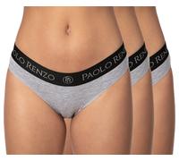 Paolo Renzo® Damen Baumwoll Slip SPORT LINE 3 oder 6 Paar - Größen S, M , L, XL - Grau / S / 3