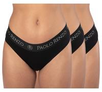 Paolo Renzo® Damen Baumwoll Slip SPORT LINE 3 oder 6 Paar - Größen S, M , L, XL - Schwarz / L / 3