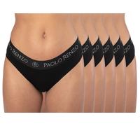 Paolo Renzo® Damen Baumwoll Slip SPORT LINE 3 oder 6 Paar - Größen S, M , L, XL - Schwarz / S / 6