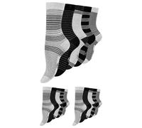 Paolo Renzo® Damen Baumwoll Socken "DOT STRIPE" 5/10 oder 15 Paar - Größen 35/38 und 39/42 - Streifen / 35-38 / 15
