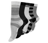 Paolo Renzo® Damen Baumwoll Socken "DOT STRIPE" 5/10 oder 15 Paar - Größen 35/38 und 39/42 - Streifen / 39-42 / 5