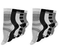 Paolo Renzo® Damen Baumwoll Socken "DOT STRIPE" 5/10 oder 15 Paar - Größen 35/38 und 39/42 - Streifen / 39-42 / 10