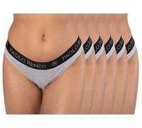 Paolo Renzo® Damen Baumwoll Tanga SPORT LINE 3 oder 6 Paar - Größen S, M , L, XL - Grau / M / 6