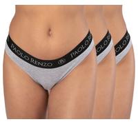 Paolo Renzo® Damen Baumwoll Tanga SPORT LINE 3 oder 6 Paar - Größen S, M , L, XL - Grau / XL / 3