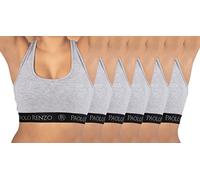 Paolo Renzo® Damen Baumwoll-Bustier SPORT LINE 3 oder 6 Paar - Größen S, M , L, XL - Grau / S / 6