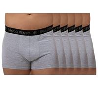 Paolo Renzo Fitted Boxershorts Herren Hipster 6er Pack Retroshorts Unterwäsche Unterhosen Mann Weiche Baumwolle Größe L Dunkelgrau