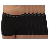 Paolo Renzo Fitted Boxershorts Herren Hipster 6er Pack Retroshorts Unterwäsche Unterhosen Mann Weiche Baumwolle Größe M Schwarz