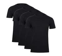 Paolo Renzo Rundhals Basic T-Shirt O-Neck 4 Stück Shirt mit Rundhalsausschnitt aus 100% Baumwolle Einfarbig Größe XL Schwarz