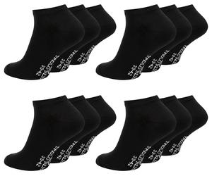 Paolo Renzo® Unisex Sneaker Baumwolle 3/6/12/18 oder 36 Paar - Größen 35/38, 39/42 und 43/46 - Schwarz / 39-42 / 12